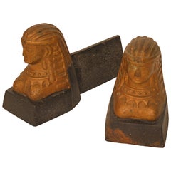 Pair of Circa 1830 French Andirons or Chenets in the Form of Sphinx