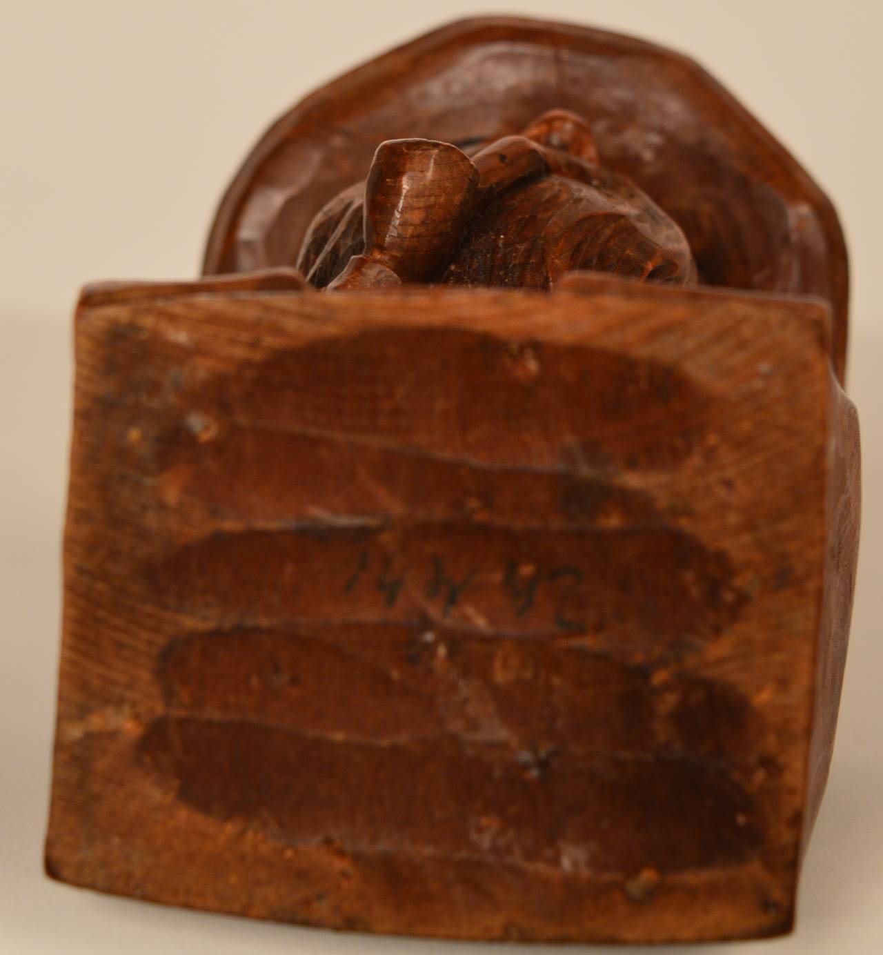 Circa 1930 Continental carved wood bust of a man 3