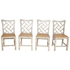 Set of four Vintage Chinese Chippendale-style side chairs