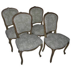 Set of 4 Louis-XV-Style Carved & Painted Side Chairs
