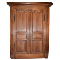 Antique Walnut French Armoire Doors with Original Frame, Crown & Hardware 3