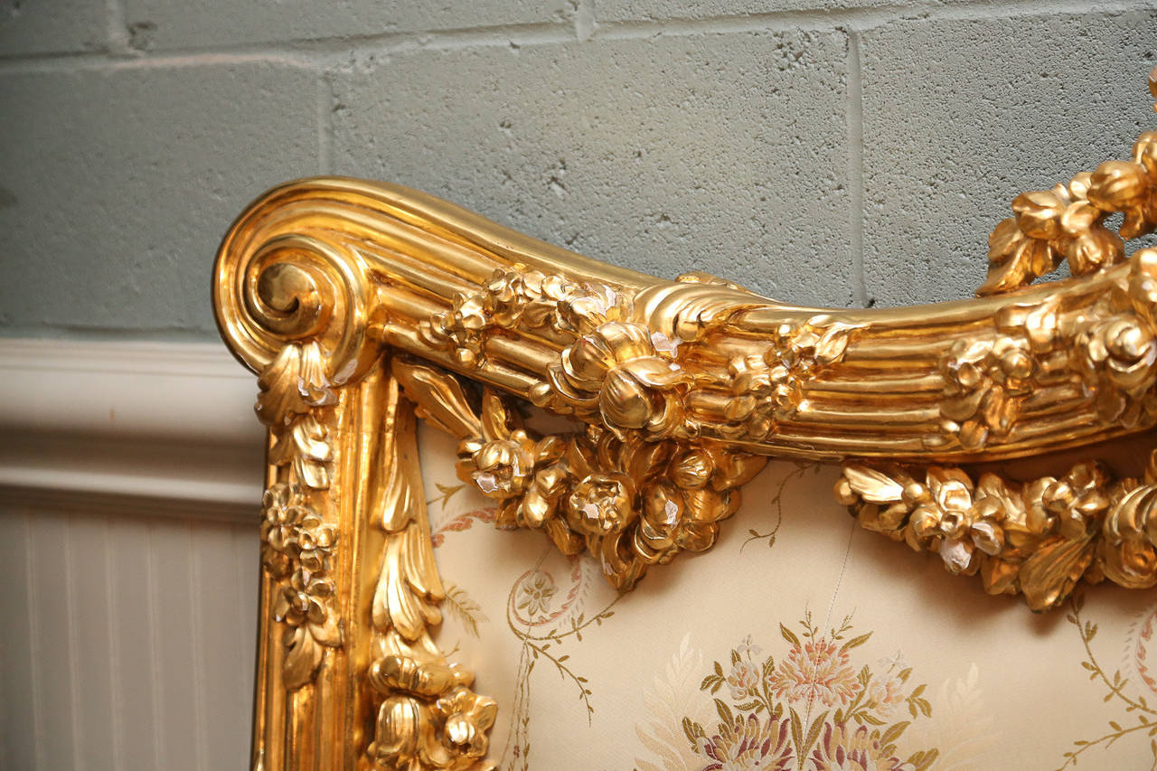 Carved and Gilt King Headboard In Good Condition In Houston, TX