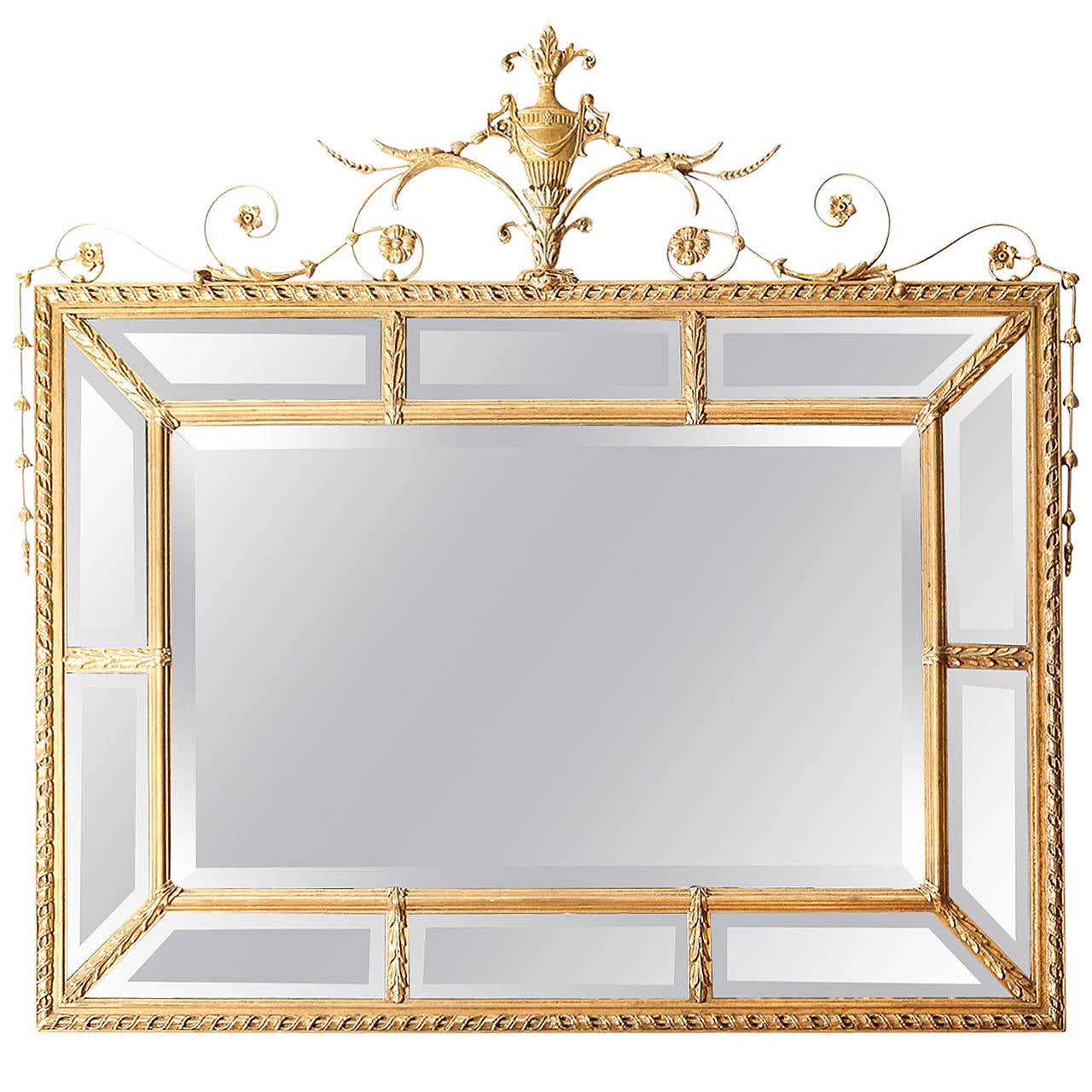 Vintage Adam Style Mirror with Beveled Panels at 1stDibs