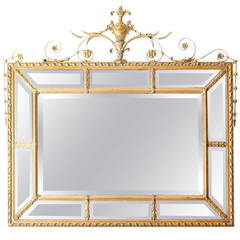 Vintage Adam Style Mirror with Beveled Panels