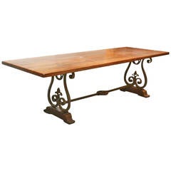 Walnut Trestle Table with  Chestnut Banding