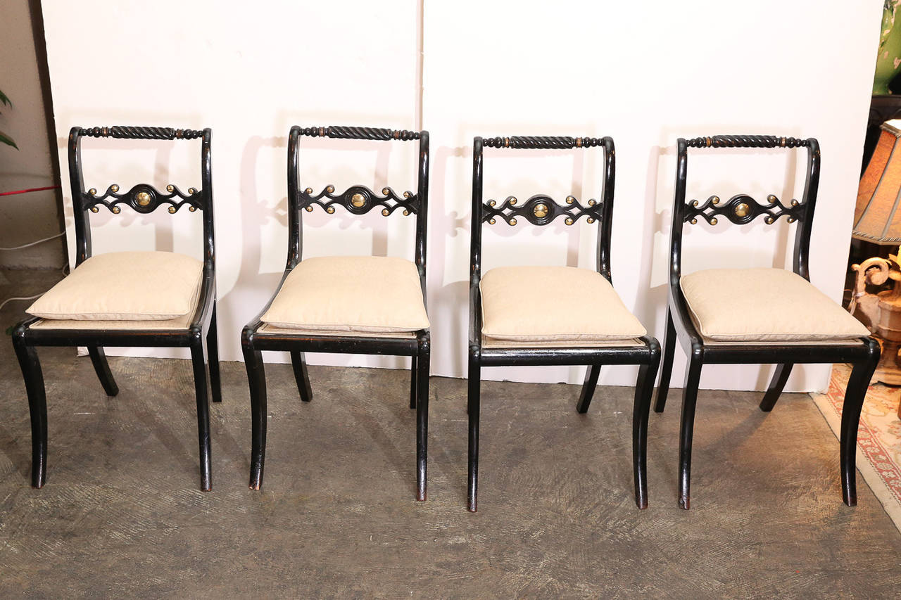 Wood Set of Six Regency Dining Chairs