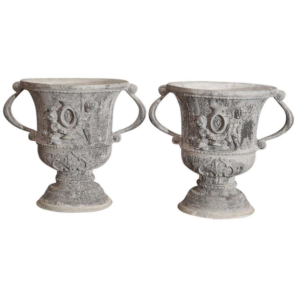 Pair of Lead Urns