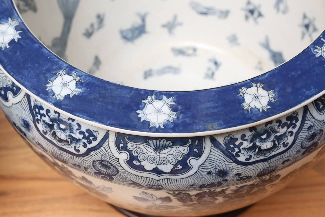 Chinese Export Large Pair of Blue and White Cachepots