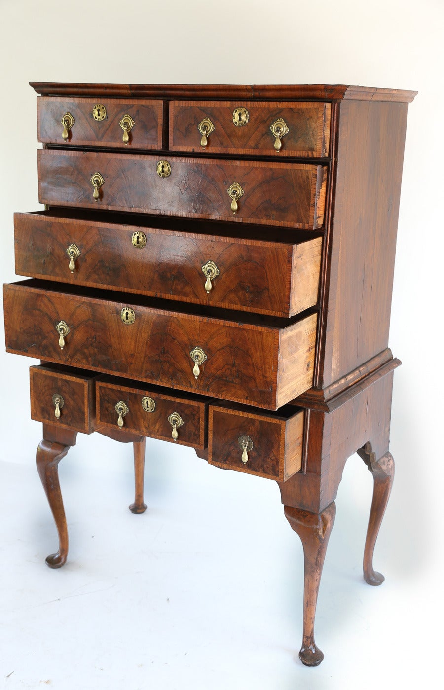 Walnut Antique Queen Anne Chest on Stand For Sale