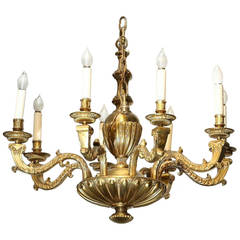 Antique 8 Light  Finely Detailed Gilt Bronze Regency Chandelier