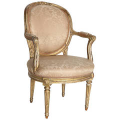 19th Century Parcel-GIlt Louis XVI Bergere Chair