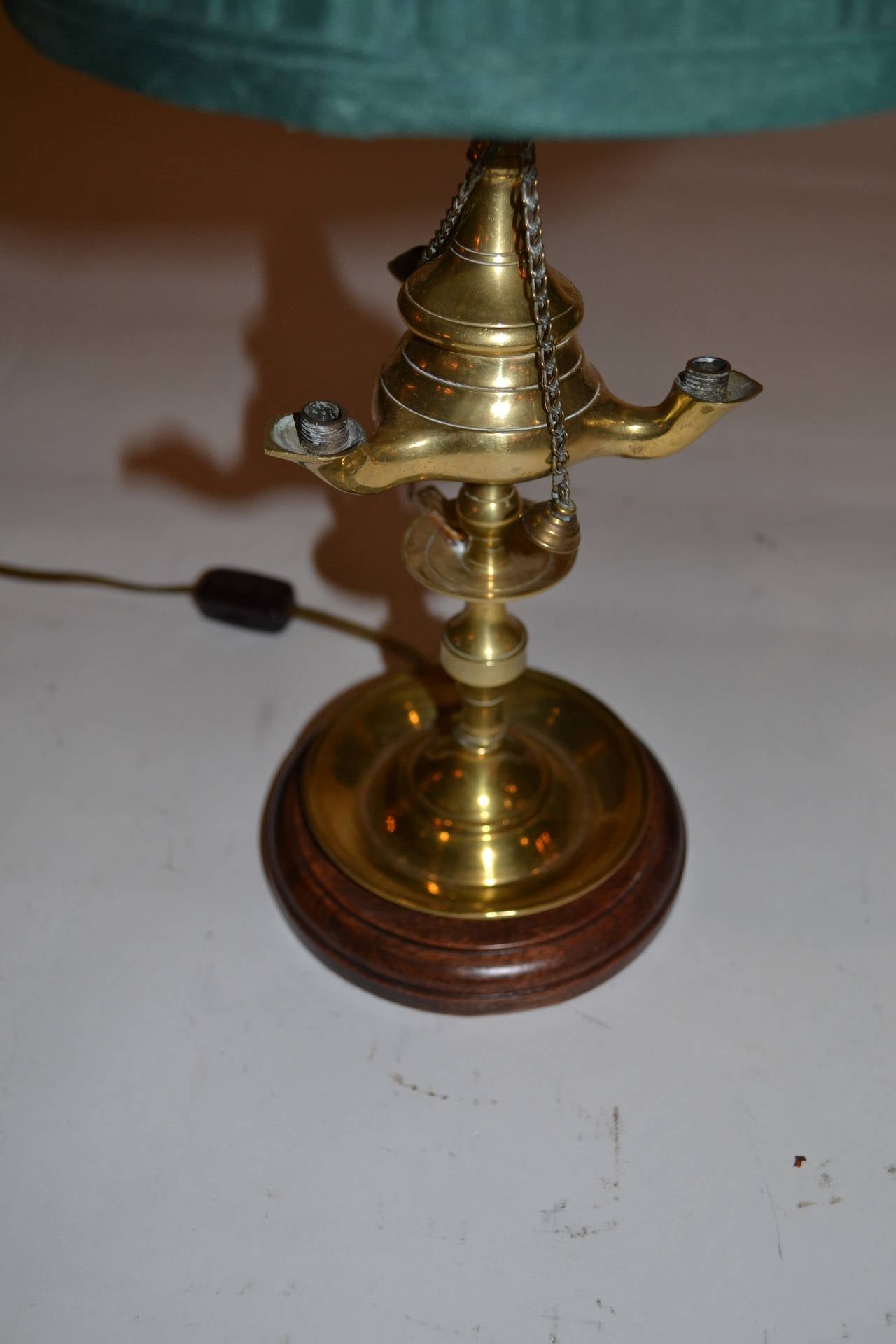 Georgian Small Brass Gas Lamp Converted to Electricy