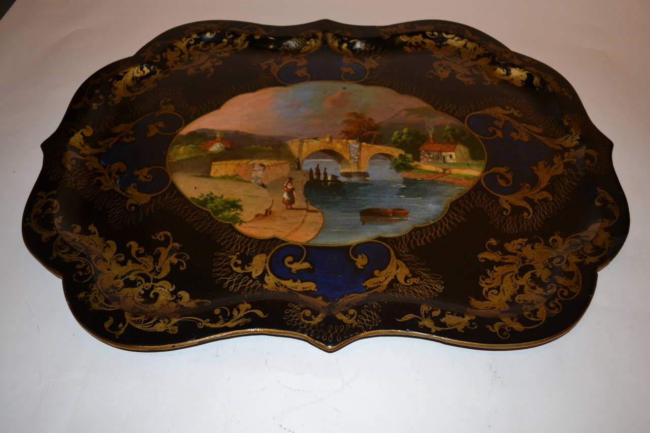 Painted Tray on Stand