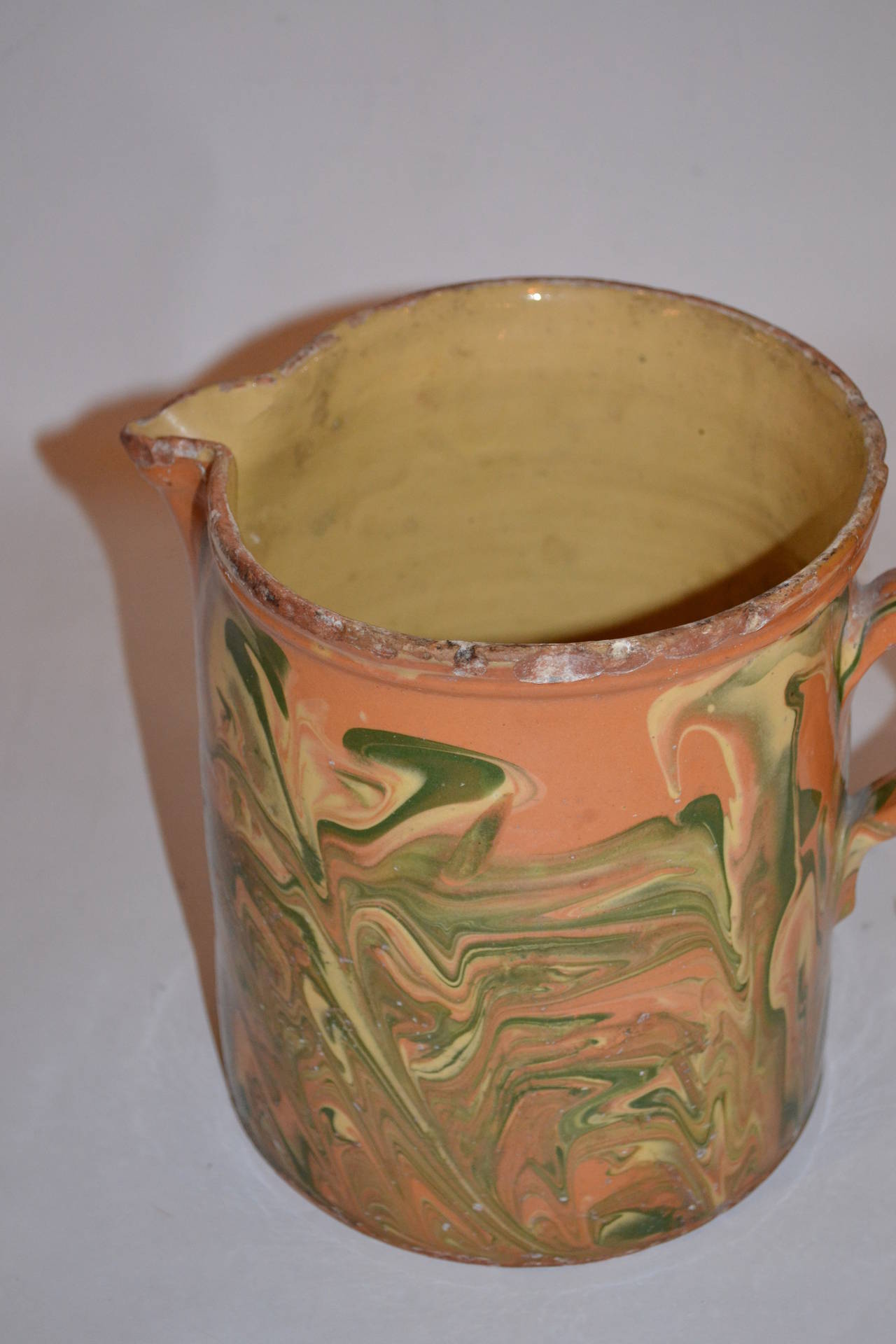 Yellow Stoneware with plain interior and painted exterior