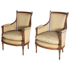 Pair of Directoire Walnut Bergeres