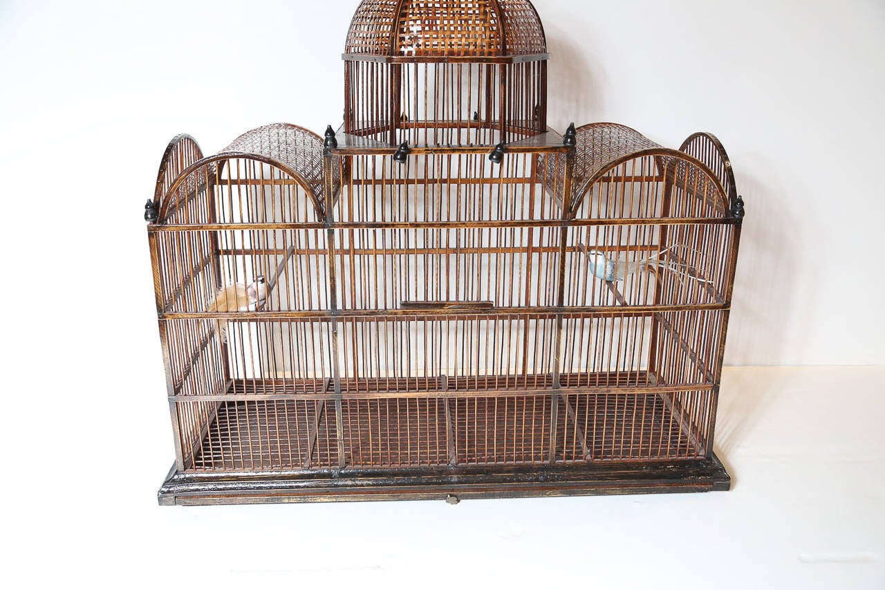 Chinese Chippendale Vintage Wooden Birdcage