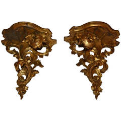 Pair of Carved Giltwood Brackets