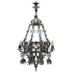"Four Season" Chandelier from the School of Mazzucotelli Signed G. Maggioni 10