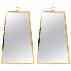 Pair of Brass Trapezoid Mirrors 10