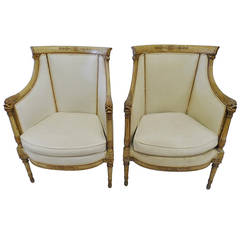 Pair of Directoire Dolphin Bergeres