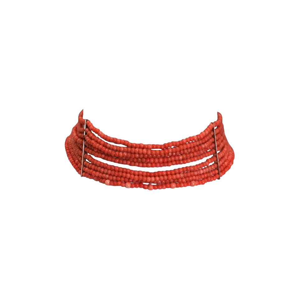Victorian Coral Bead Dog Collar For Sale