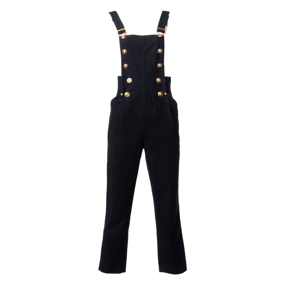 Iconic Marina Sitbon for Kamosho Vintage 90s 1990s Black Overalls Jumpsuit