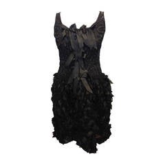 Oscar de la Renta Black Embellished Cocktail Dress with Bows 6
