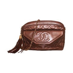 Chanel Vintage Bronze Lambskin Quilted Camera Case - circa 1991