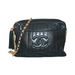 Chanel Vintage Black Lambskin Handbag with Tassle - circa 1990s