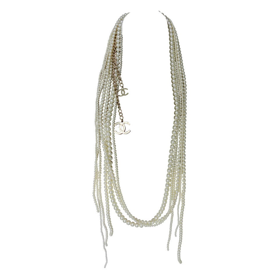 Chanel 2014 runway Pearl Lariat Necklace
