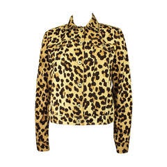 Vintage Moschino 1990s Cheetah Print Cropped Western Style Jacket