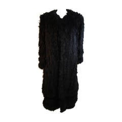Vintage 1970's Black Ostrich Feather Full Length Coat Generous Size 