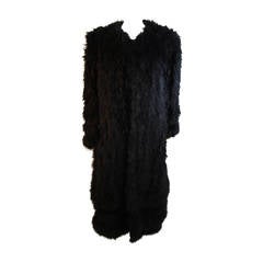 Vintage 1970's Black Ostrich Feather Full Length Coat Generous Size