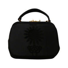Classic Black on Black Sunflower Handbag by Roberta di Camerino