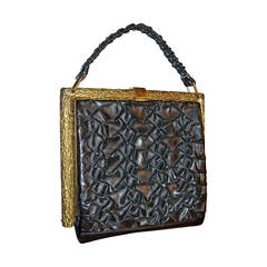 Rare and Unusual Abstract Leather Evening Bag Austria 1930's