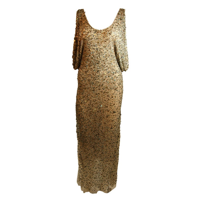 Heike Jarick Weathered Paillettes Full Length Dress Size 12