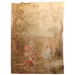 19th Century French Pastoral Scene Aubusson Tapestry