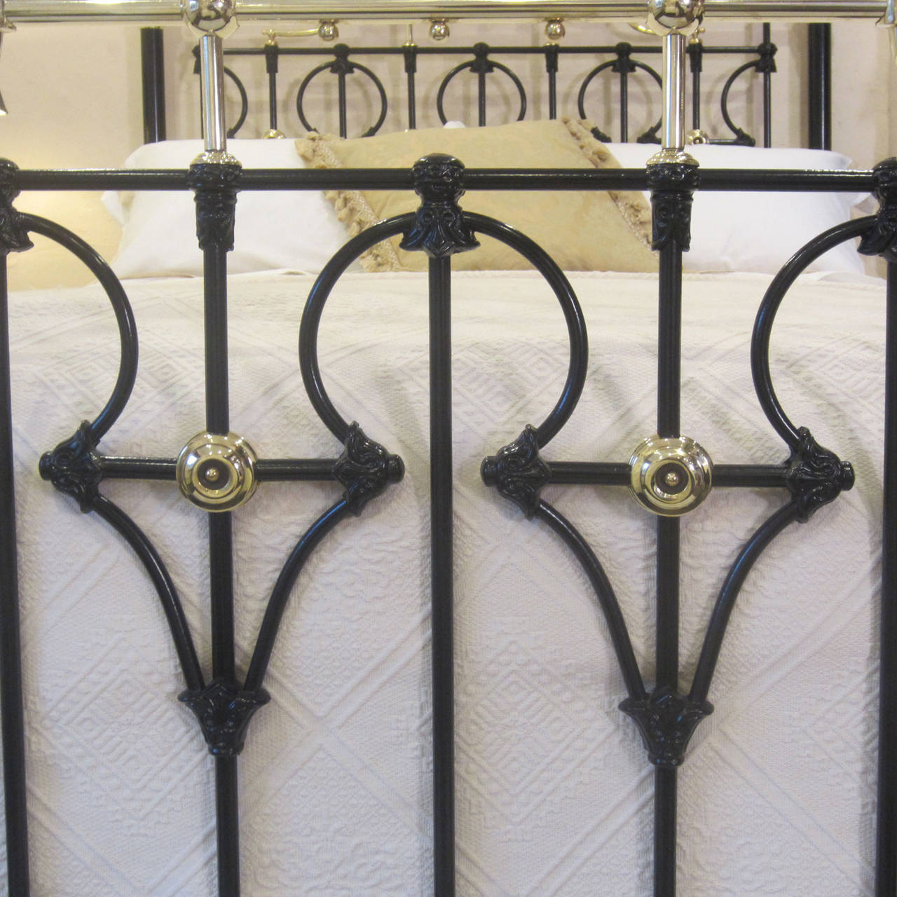 Cast Decorative Brass and Iron Bedstead