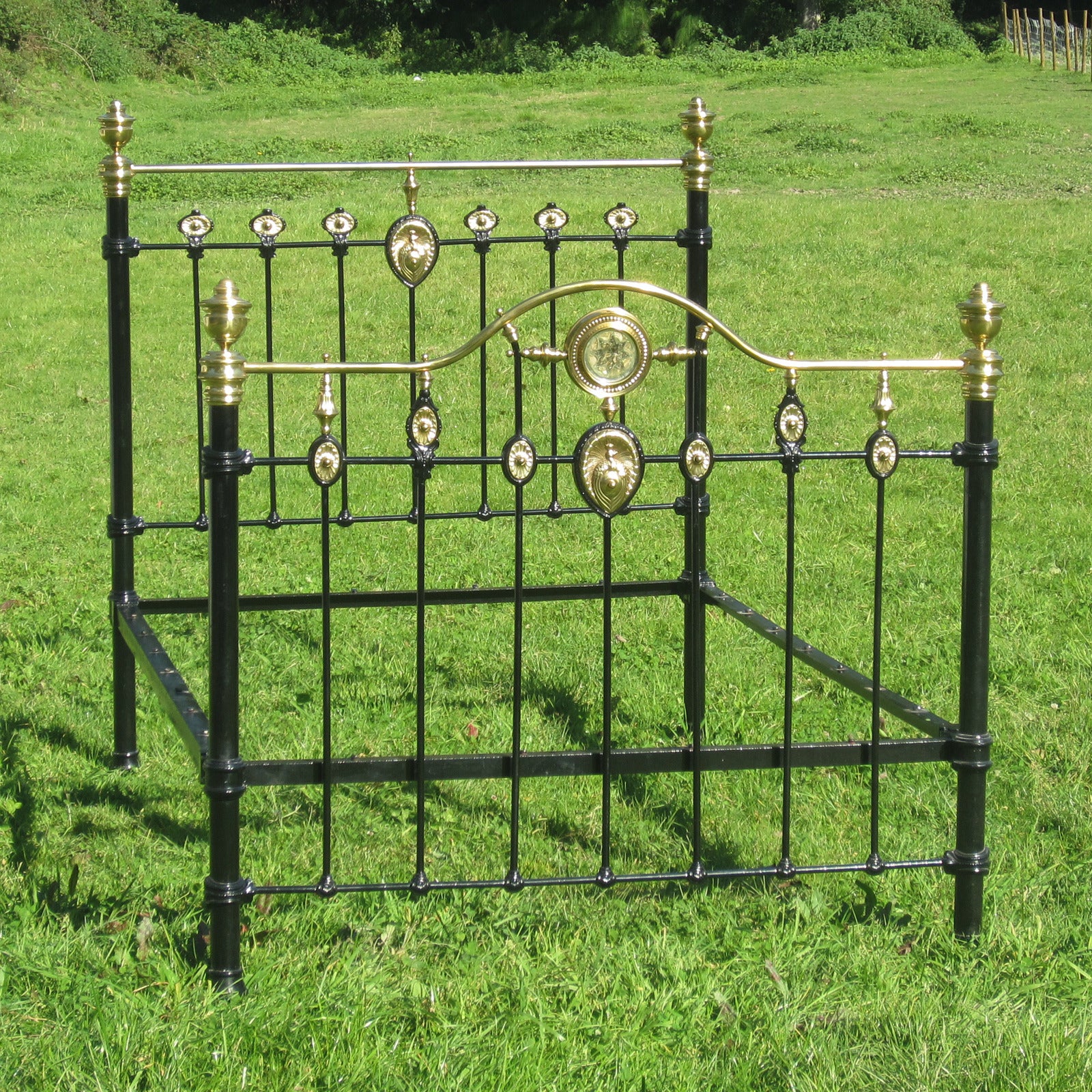 Late 19th Century Brass and Iron Bed with Peacock Decoration