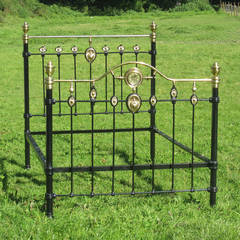 Late 19th Century Brass and Iron Bed with Peacock Decoration