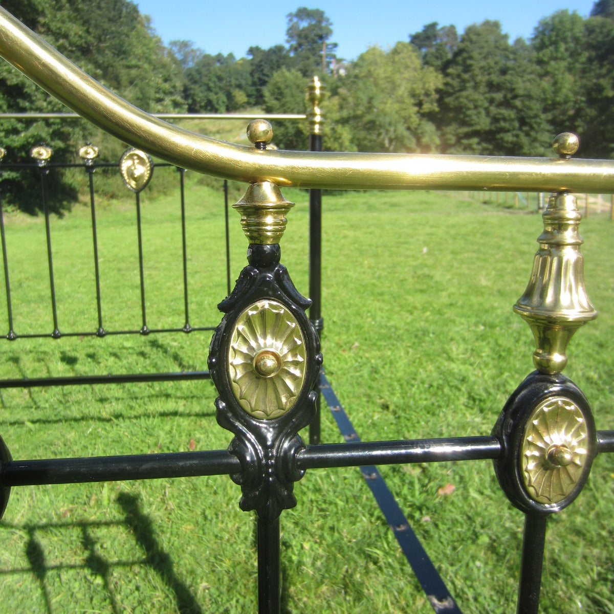 Late 19th Century Brass and Iron Bed with Peacock Decoration 1