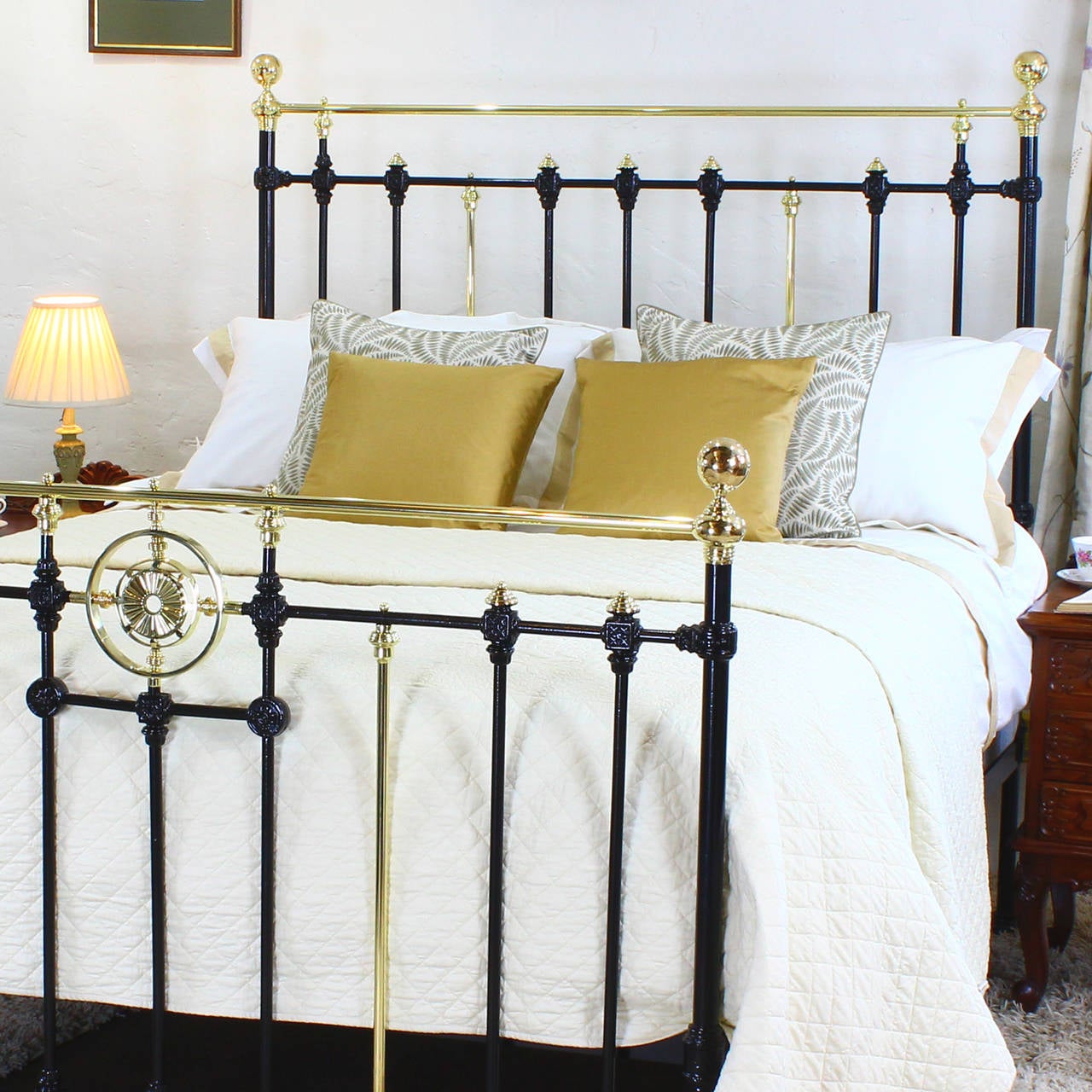 British Victorian Brass and Cast Iron Kingsize Bed
