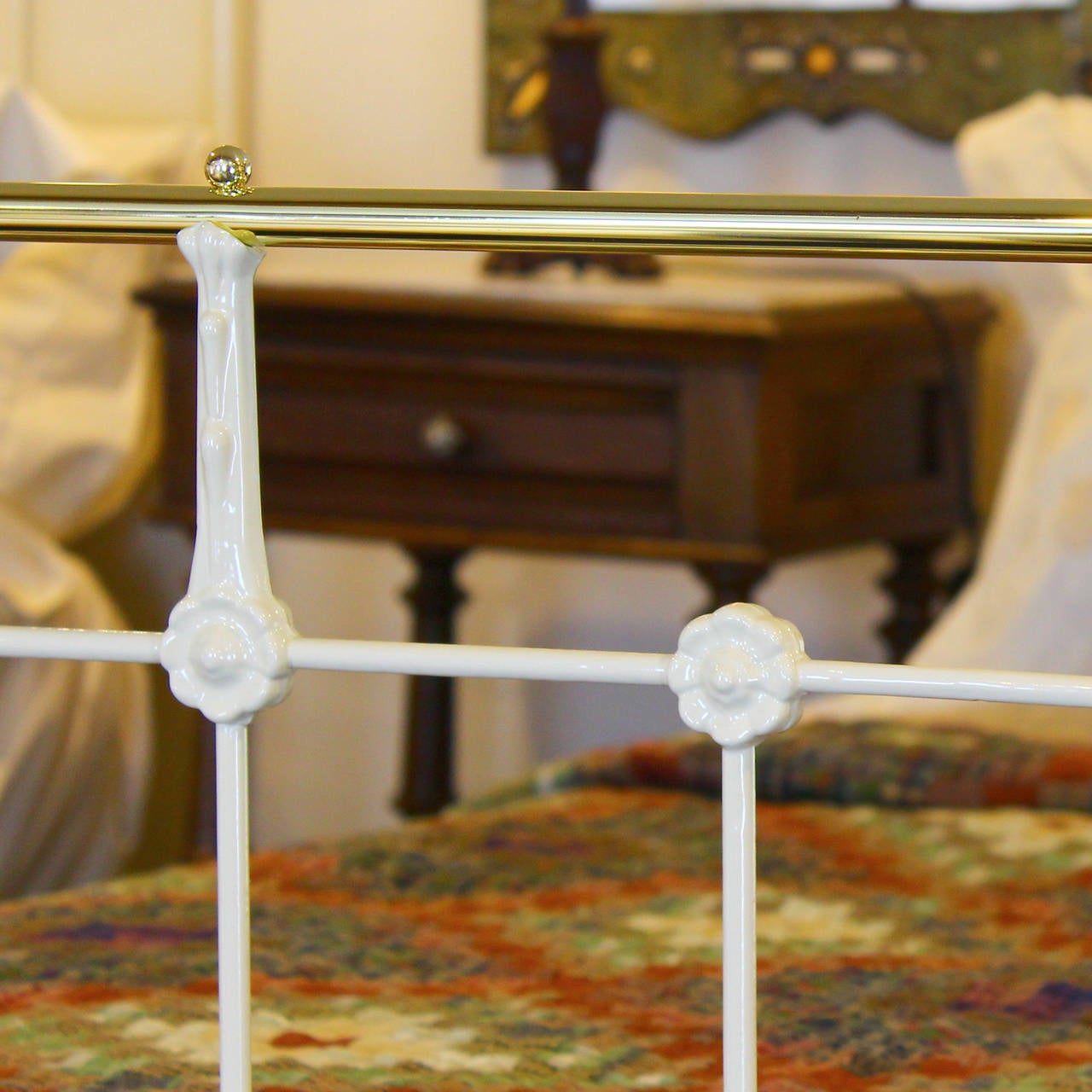 British Matching Pair of Victorian Brass and Cast Iron Single Twin Beds