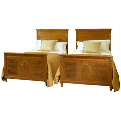 Antique Matching Pair of Twin Empire Style Beds