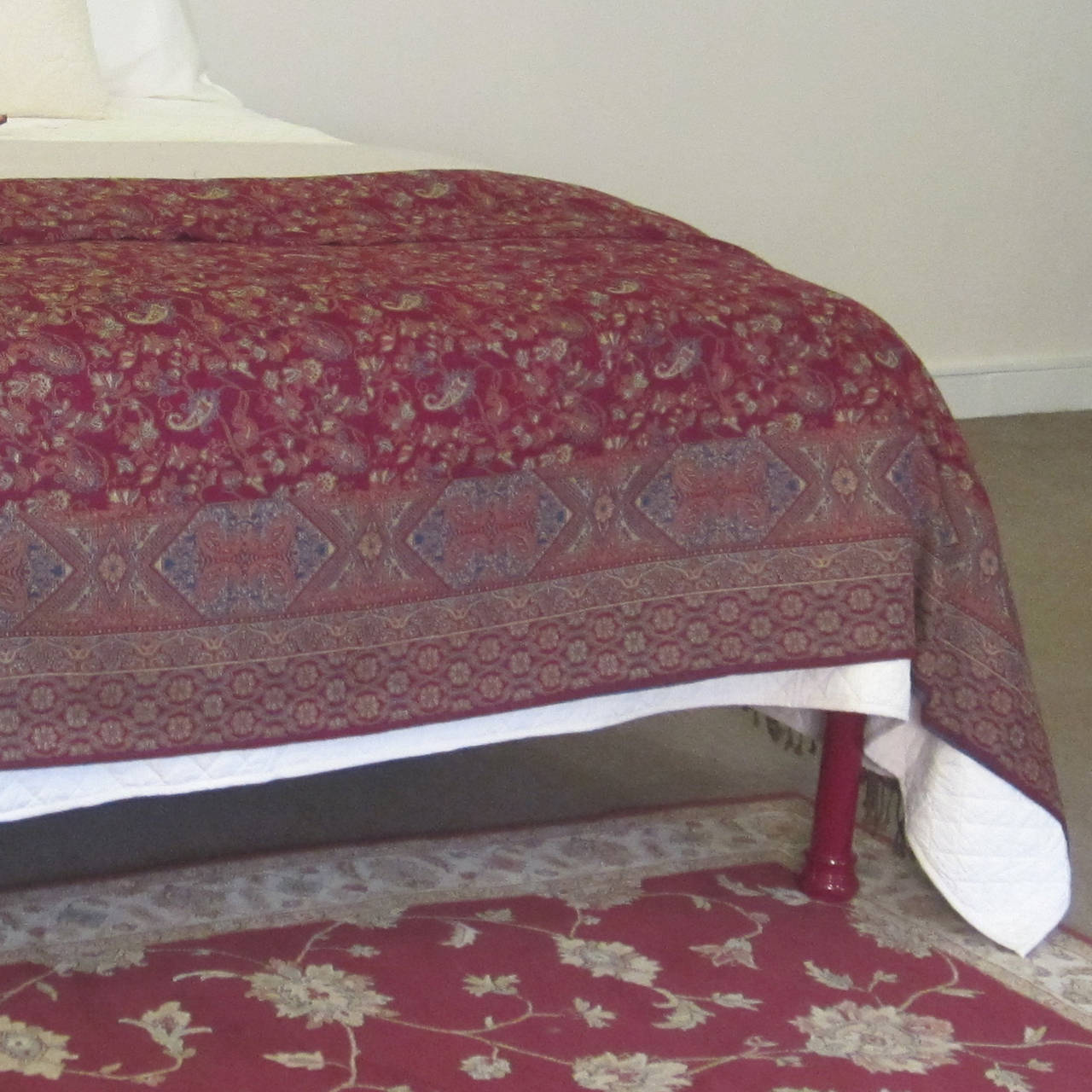 British Tartan Covered Platform Bed For Sale