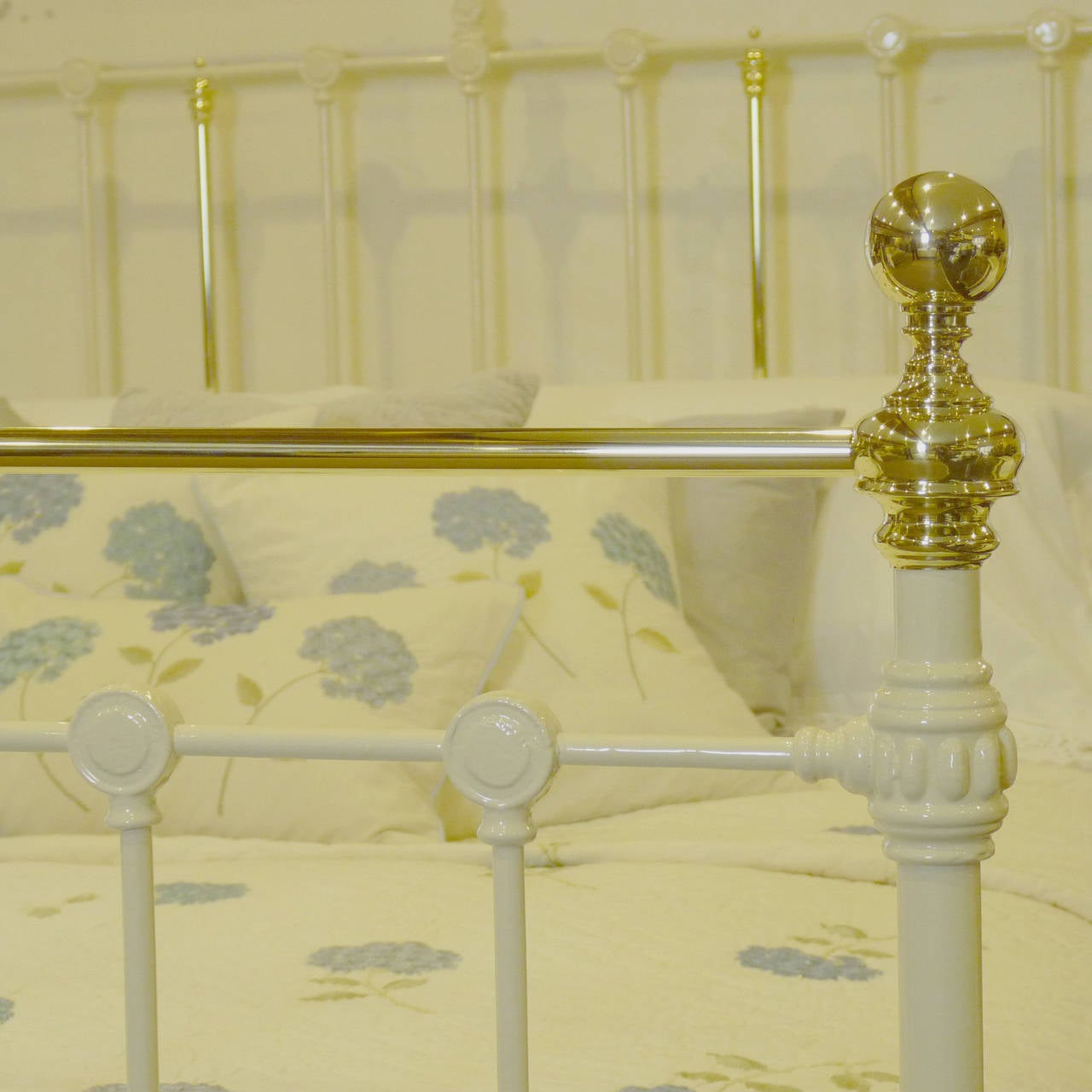 Late 19th Century Victorian Brass and Iron Bed