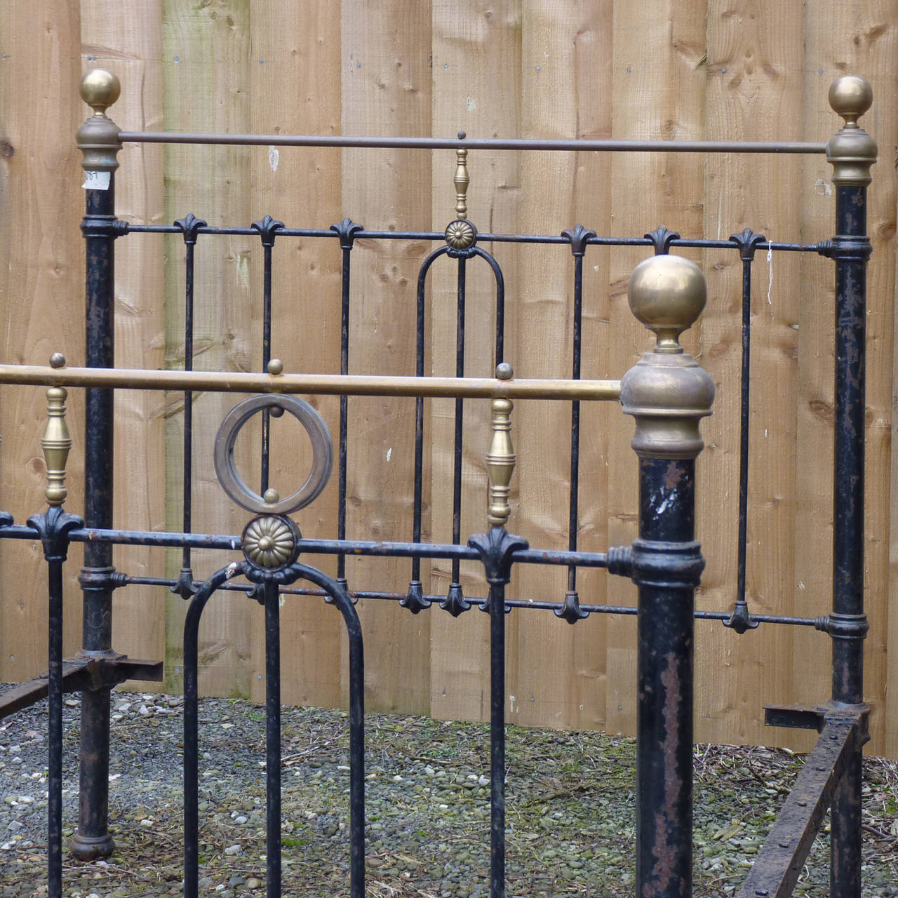 English Unrestored Double Cast Iron Bed