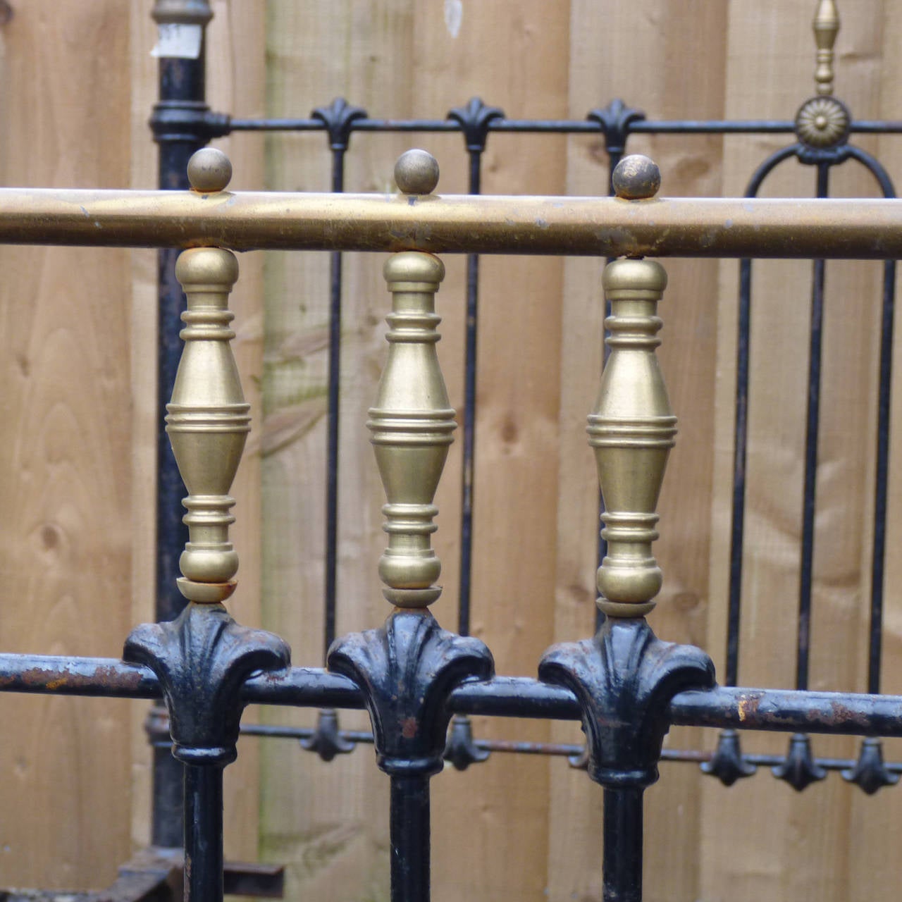 Late 19th Century Unrestored Double Cast Iron Bed