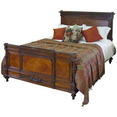 Antique Elegant Louis XVI Style Walnut Bed