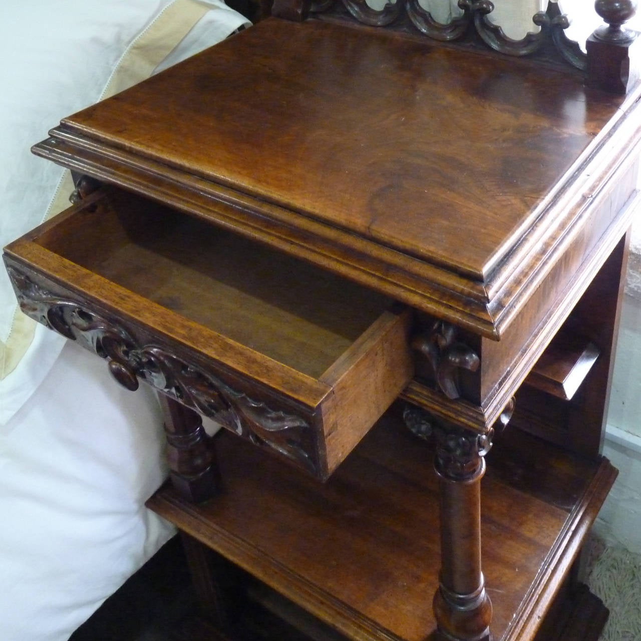 19th Century Rare Gothic Style Bed in Walnut